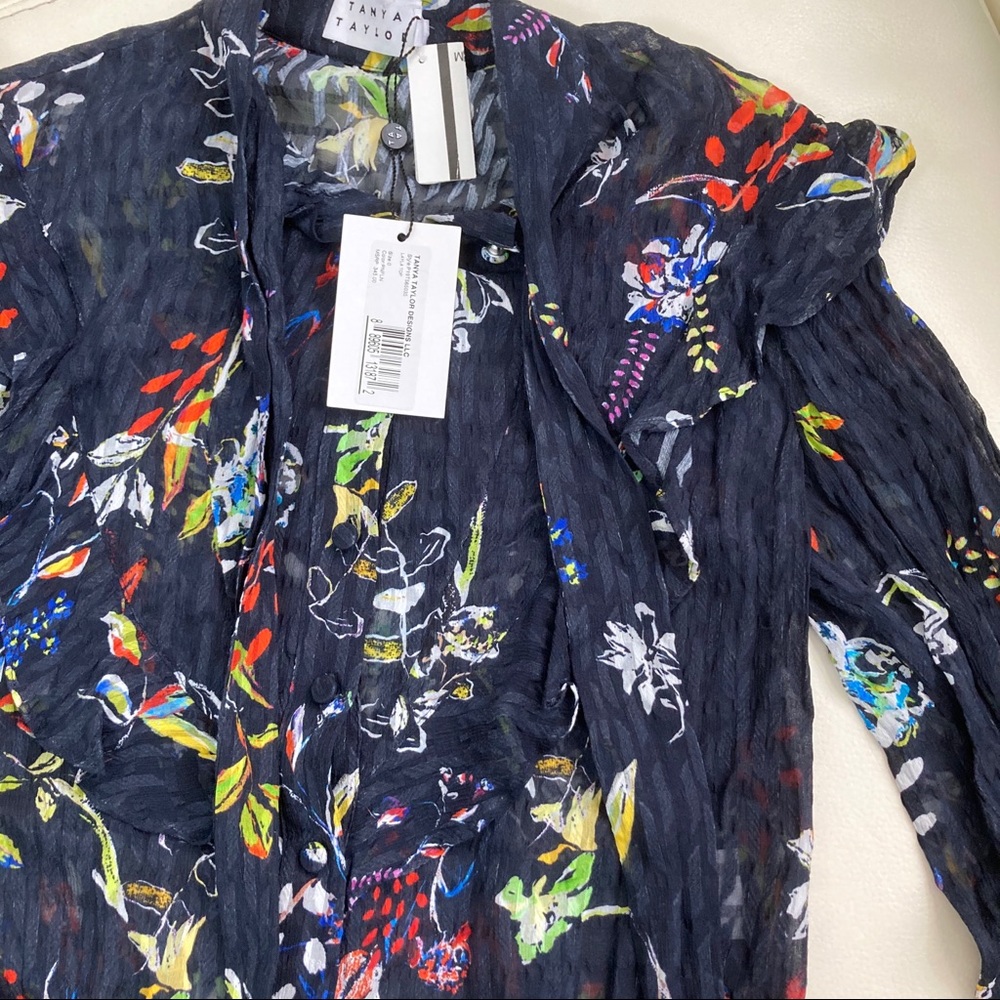 TANYA TAYLOR Layla Silk Button-Up Top - Picture 5 of 7